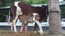 উদ্ধার করা গাভির ঘরে নতুন অতিথি, থানা চত্বরে কৌতূহল