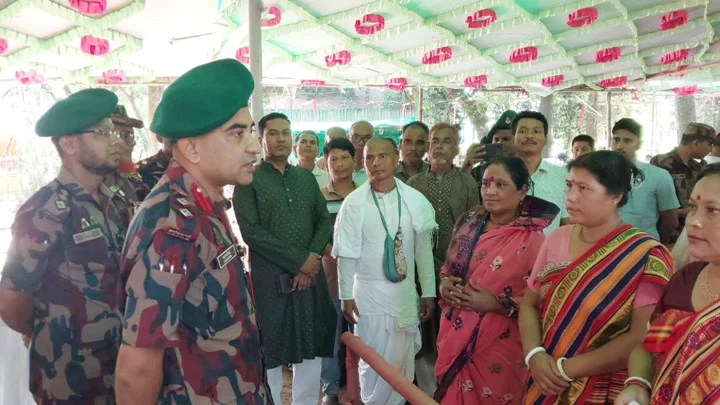 সুনামগঞ্জের সীমান্তবর্তী ৪২ পূজামণ্ডপে নিরাপত্তায় বিজিবির ৮ প্লাটুন