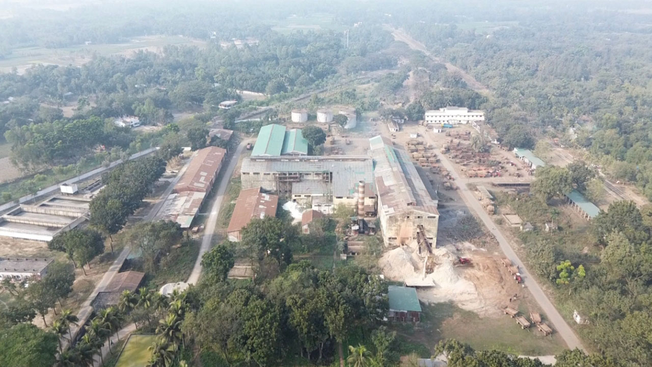 পাখির চোখে জিল বাংলা সুগার মিল কারখানা এলাকা। ছবি: এশিয়া পোস্ট
