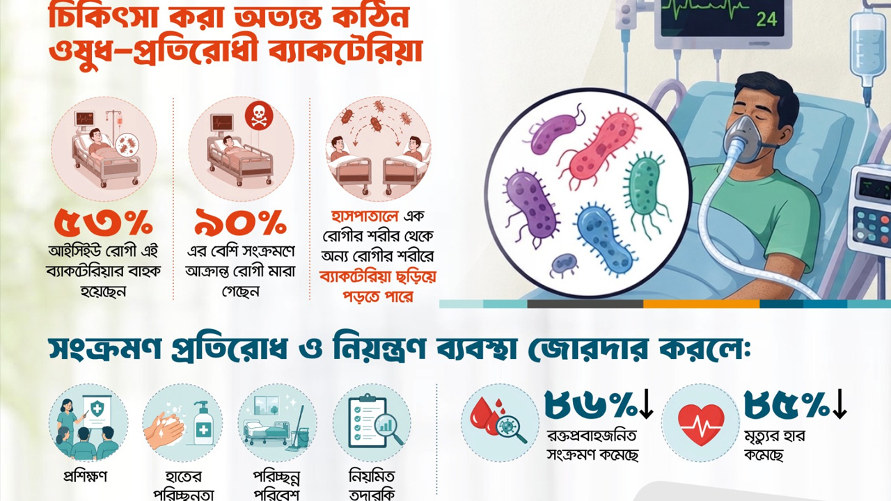আইসিইউতে ওষুধ প্রতিরোধী ব্যাকটেরিয়ায় মৃত্যুহার ৯০ শতাংশ: আইসিডিডিআর,বি